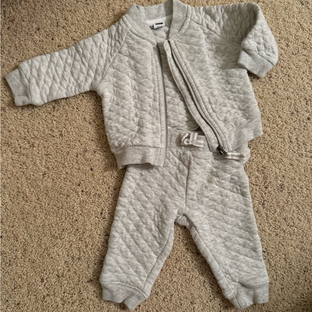 Janie and Jack Cozy Gray Quilted Kids One Piece
